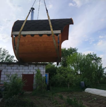 Купить баню бочку № 497 в Сибае по цене от 377479 руб. цена в Сибае от 377 479 руб.
